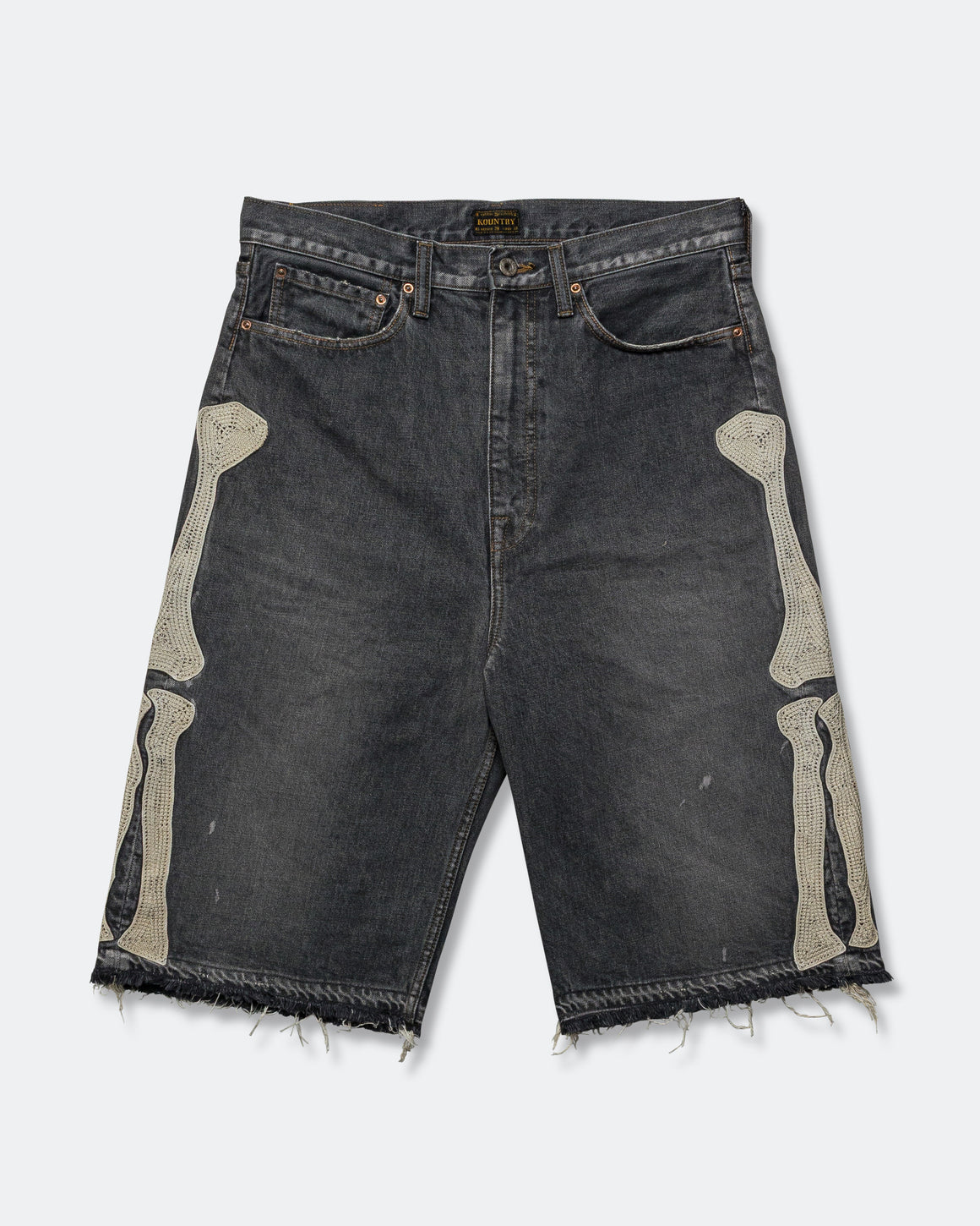 KAPITALデニム　bone shorts 5ショーツ　BONE ボーン Kapital - 14oz Black Denim 5P Shorts (BONE) - PRO | UP THERE