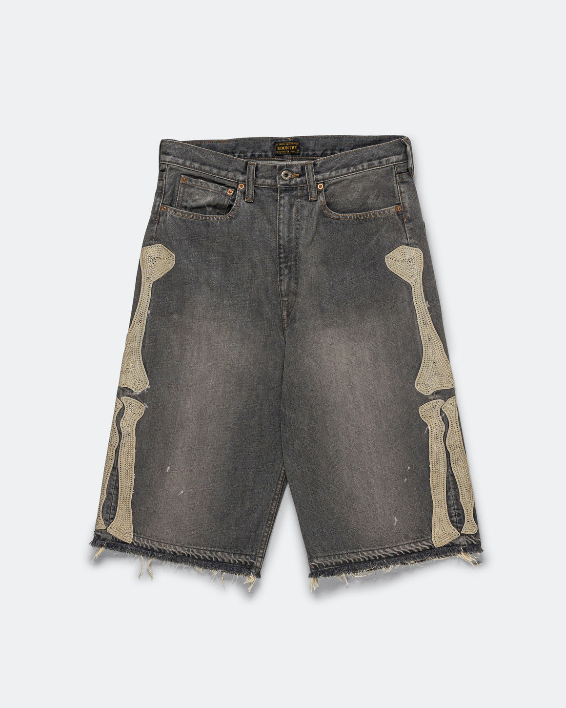 Kapital - 14oz Black Denim 5P Shorts (BONE) - PRO - UP THERE
