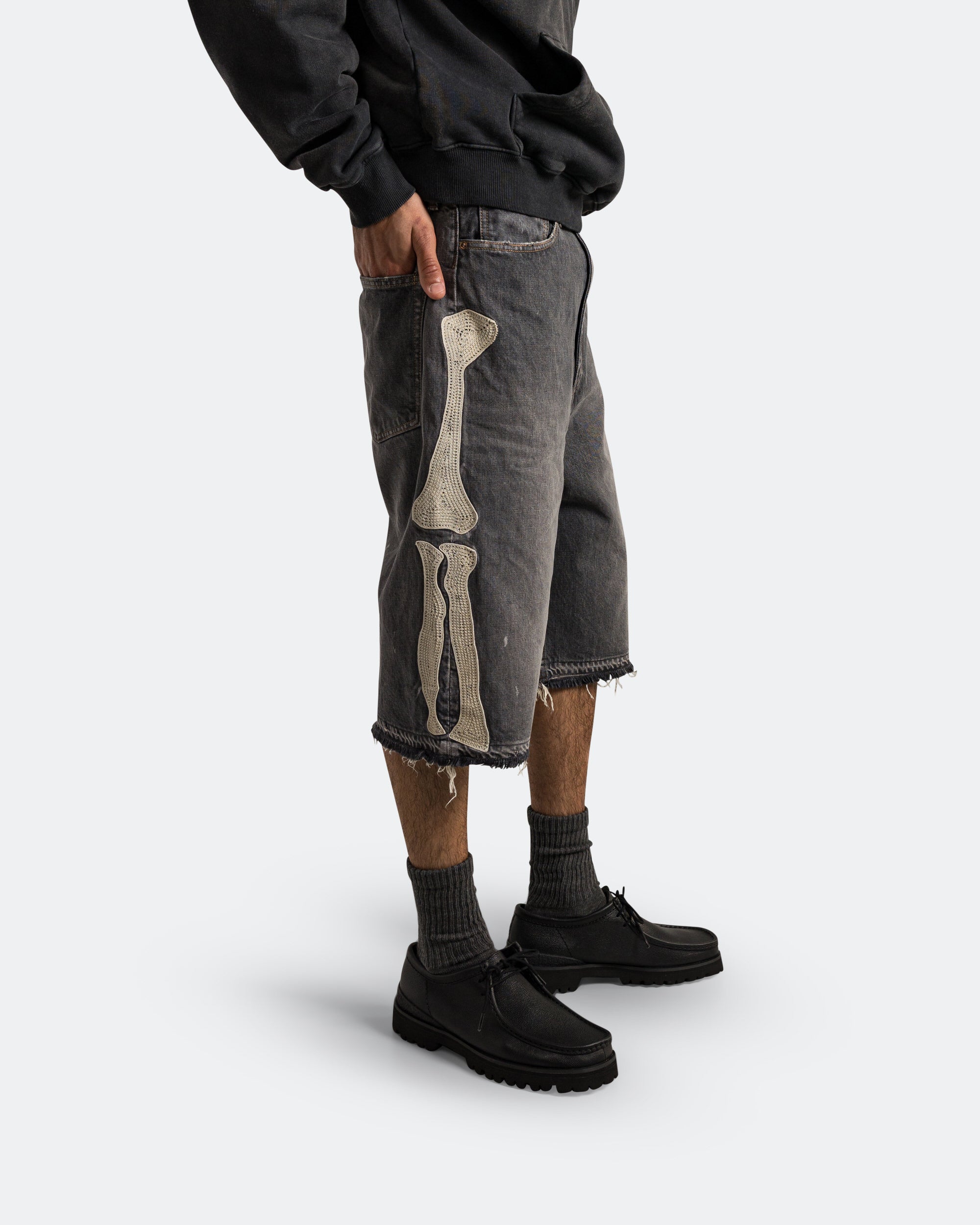 Kapital - 14oz Black Denim 5P Shorts (BONE) - PRO | UP THERE