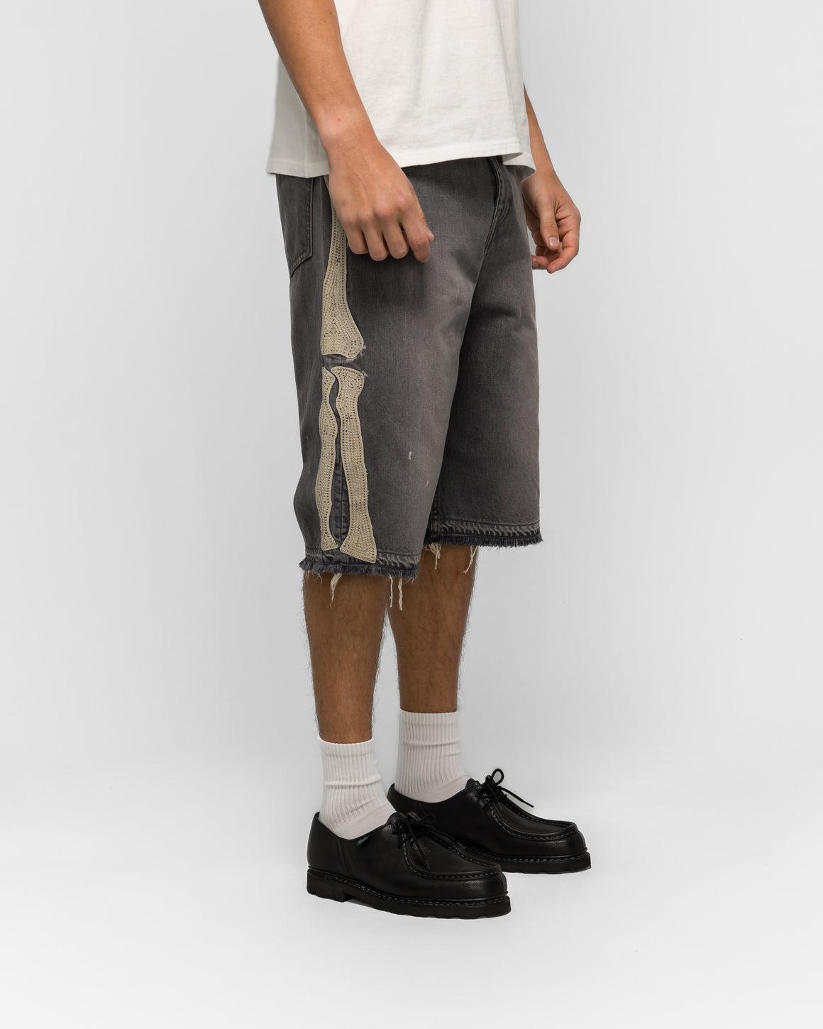 Kapital - 14oz Black Denim 5P Shorts (BONE) - PRO - UP THERE