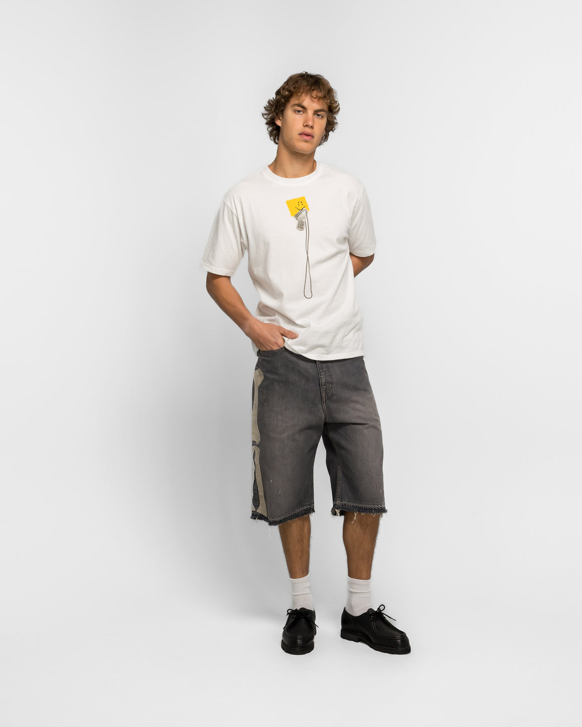 Kapital - 14oz Black Denim 5P Shorts (BONE) - PRO - UP THERE