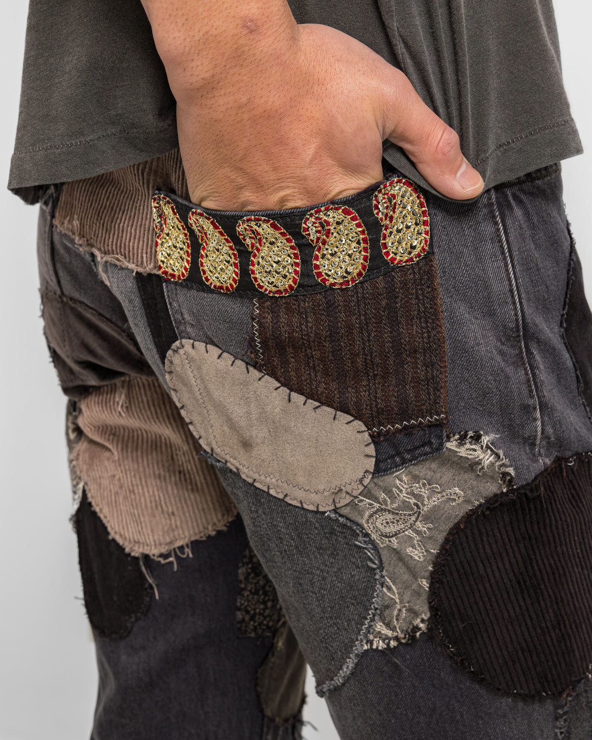 Kapital - 14oz BLKxBLK Denim 5P RAT Flare Pants (HIPPIE-INSANE remake) - PRO - UP THERE