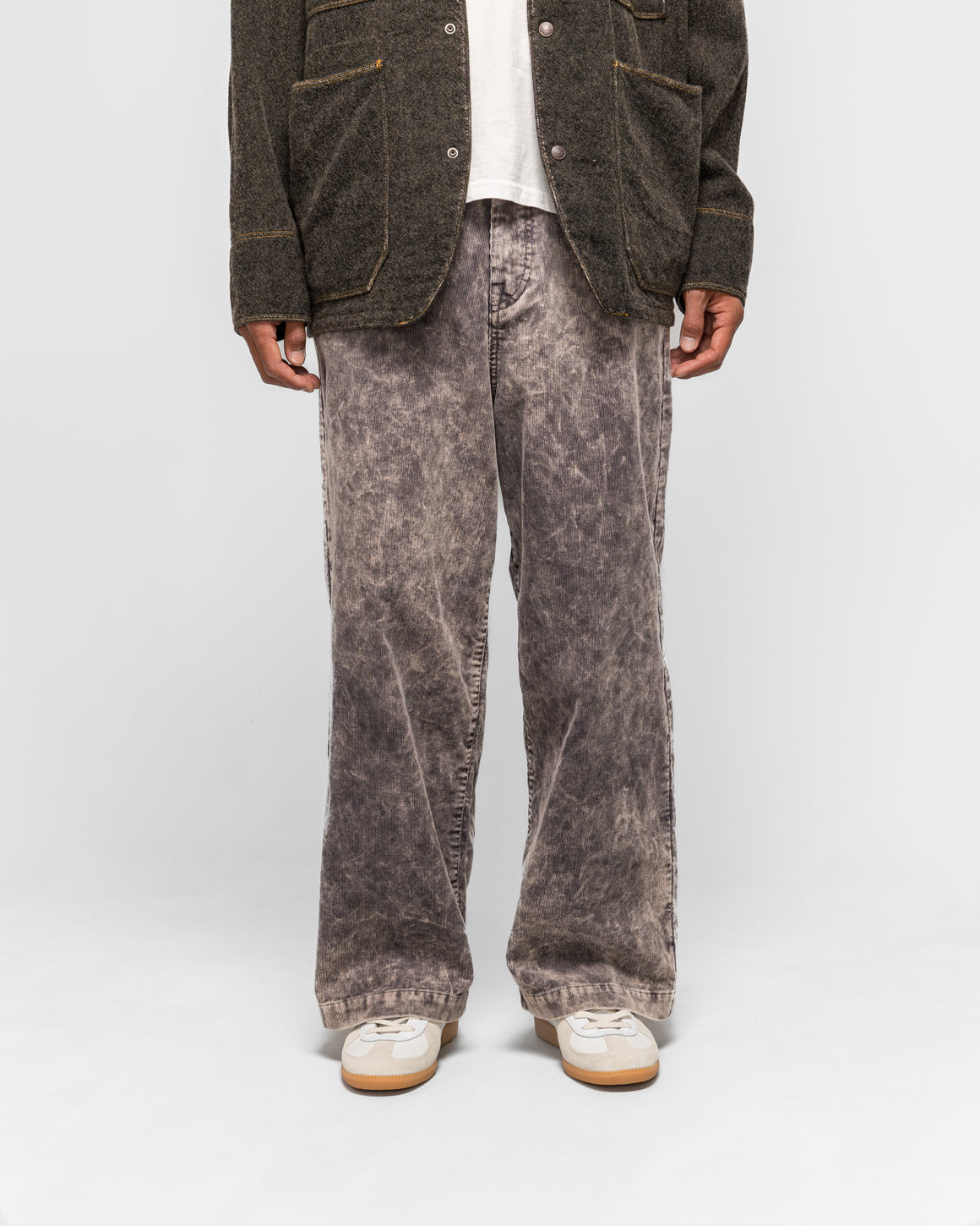 Kapital - 14W Corduroy BOOGIE-DAY PORT Baggy Pants (Dirty Dyed) - Grey - UP THERE