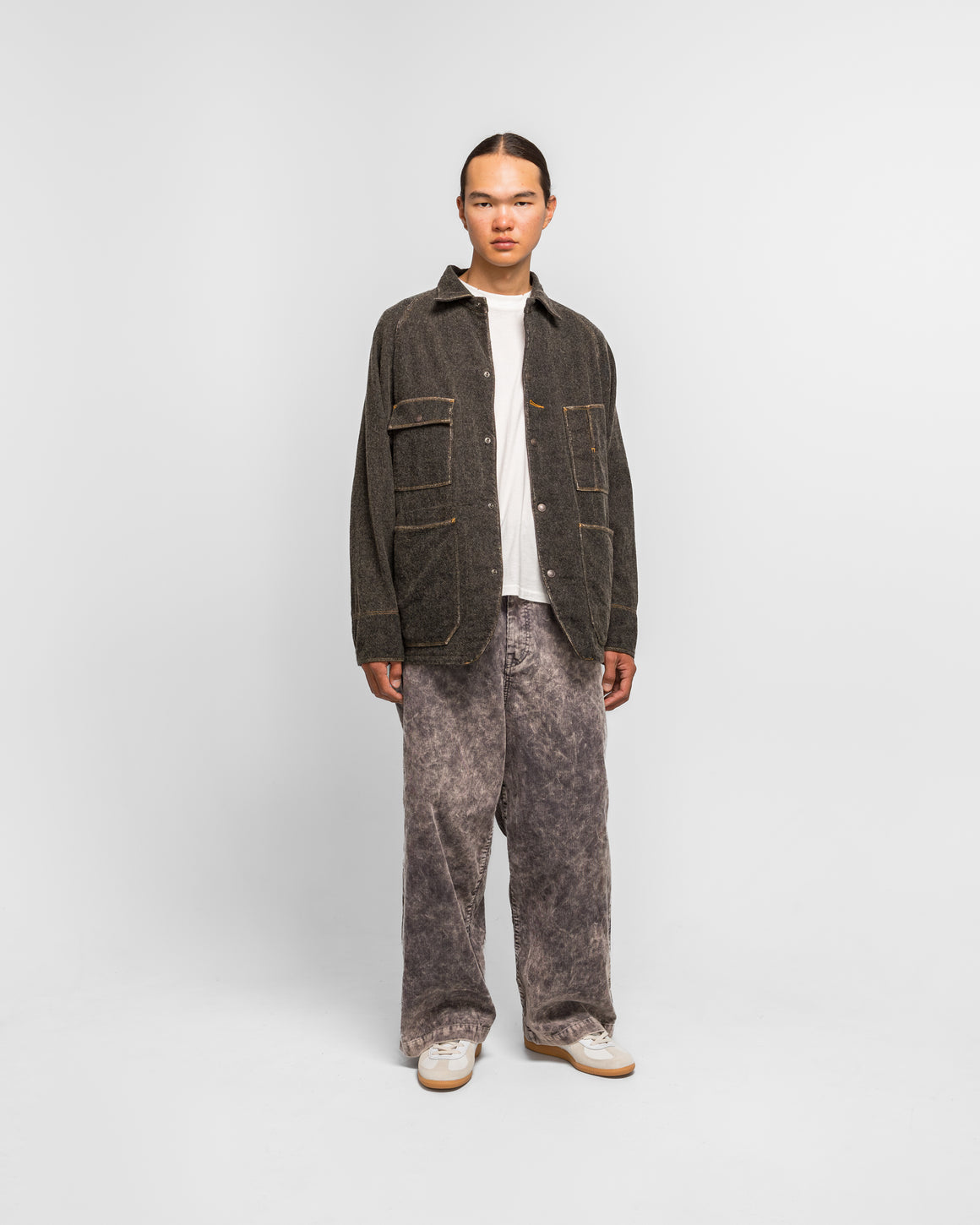 Kapital - 14W Corduroy BOOGIE-DAY PORT Baggy Pants (Dirty Dyed) - Grey - UP THERE