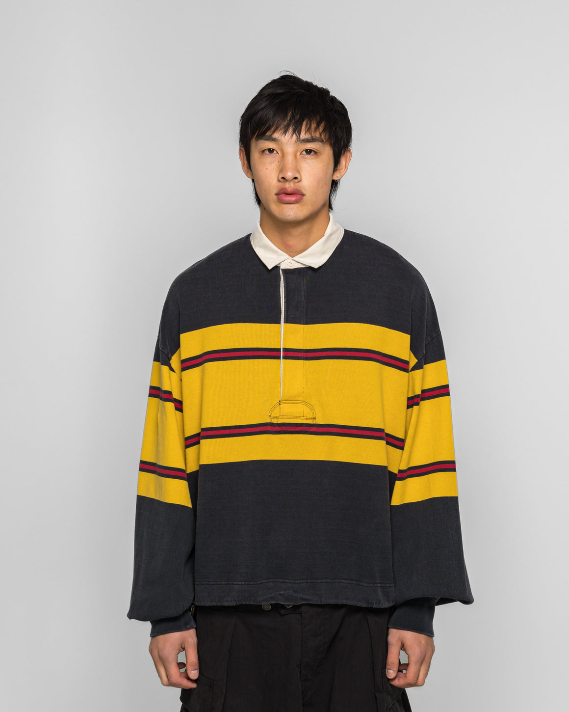 Kapital - 16/-Panel Stripe Jersey BIG Rugby Shirt - Black - UP THERE