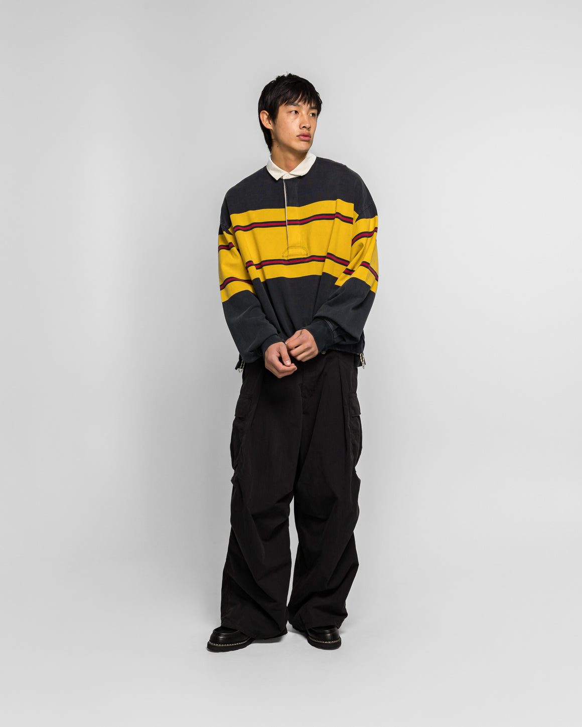 Kapital - 16/-Panel Stripe Jersey BIG Rugby Shirt - Black - UP THERE