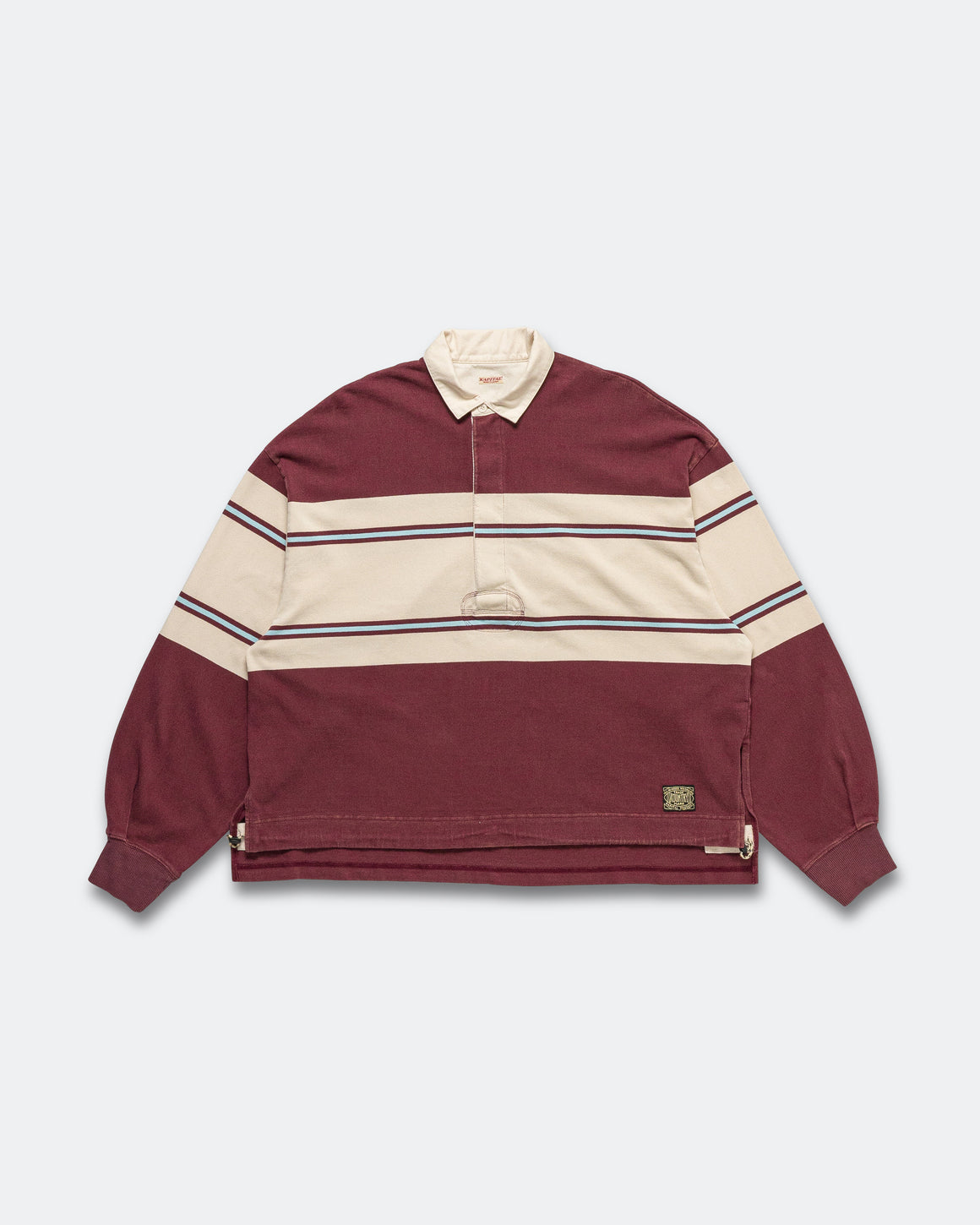 Kapital - 16/-Panel Stripe Jersey BIG Rugby Shirt - Burgundy - UP THERE