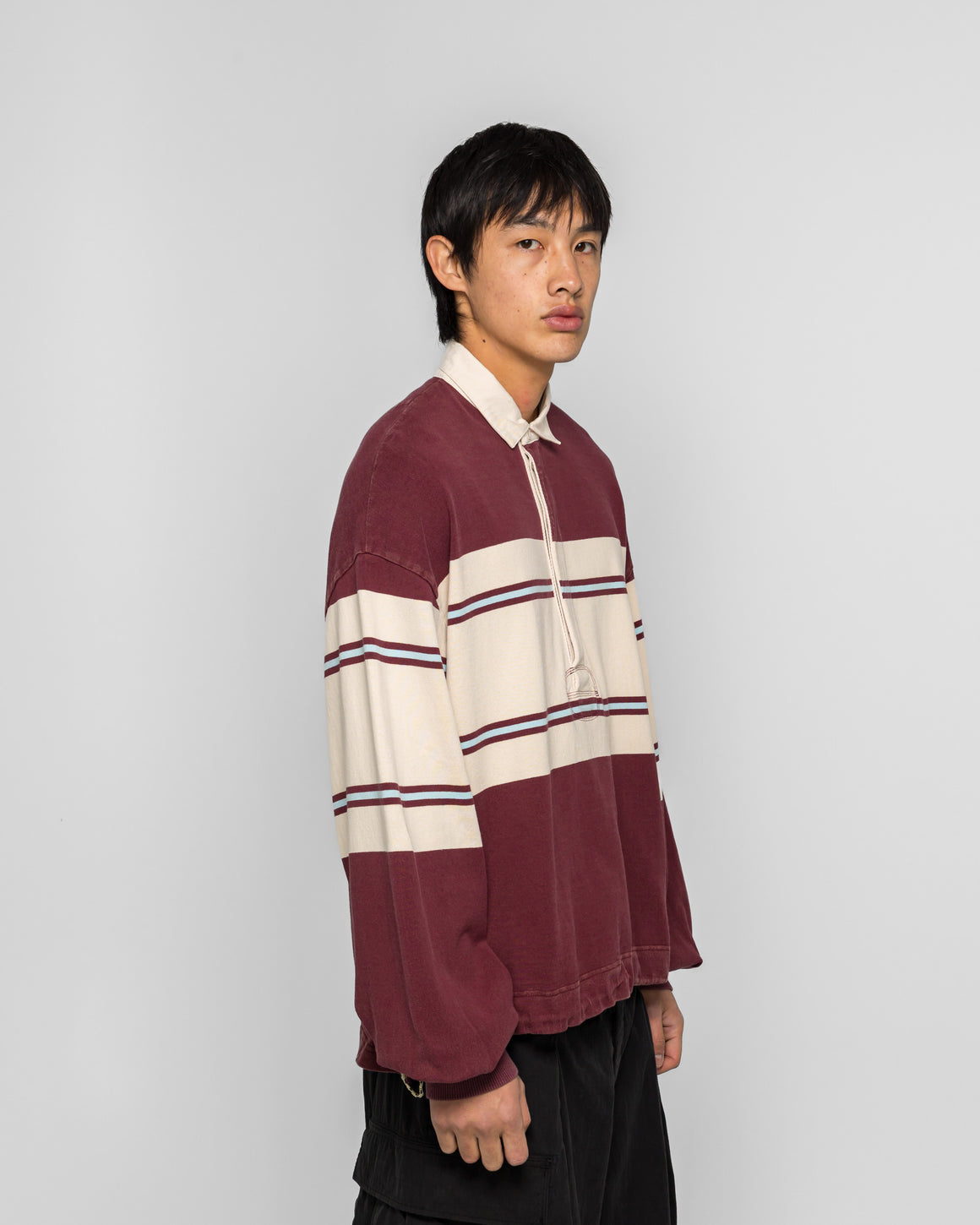 Kapital - 16/-Panel Stripe Jersey BIG Rugby Shirt - Burgundy - UP THERE