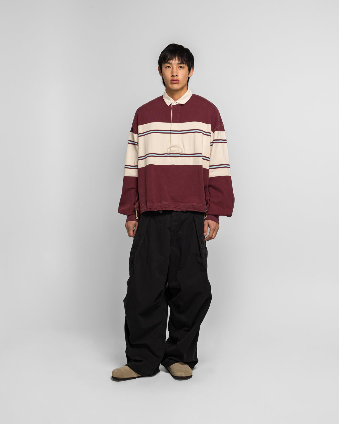 Kapital - 16/-Panel Stripe Jersey BIG Rugby Shirt - Burgundy - UP THERE