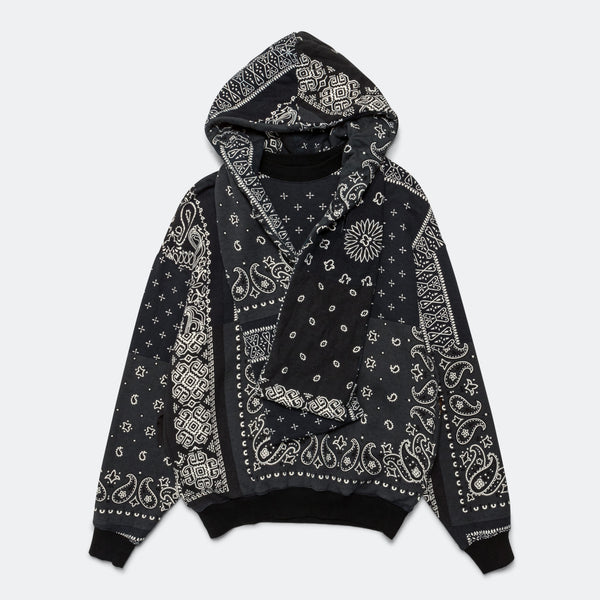 Kapital 30/-SWT Knit Bandanna KESA Parka - Black | UP THERE