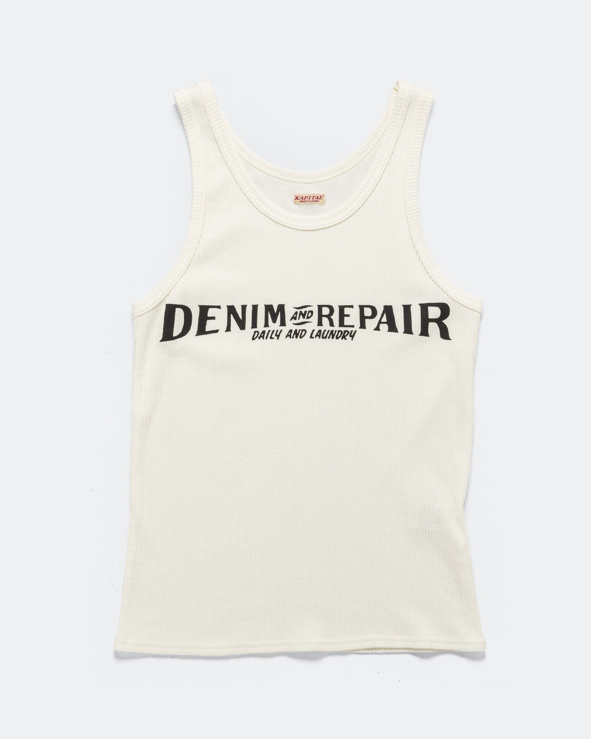 Kapital - 60/2 Stretch Jersey Tank Top (DENIM REPAIR) - White - UP THERE