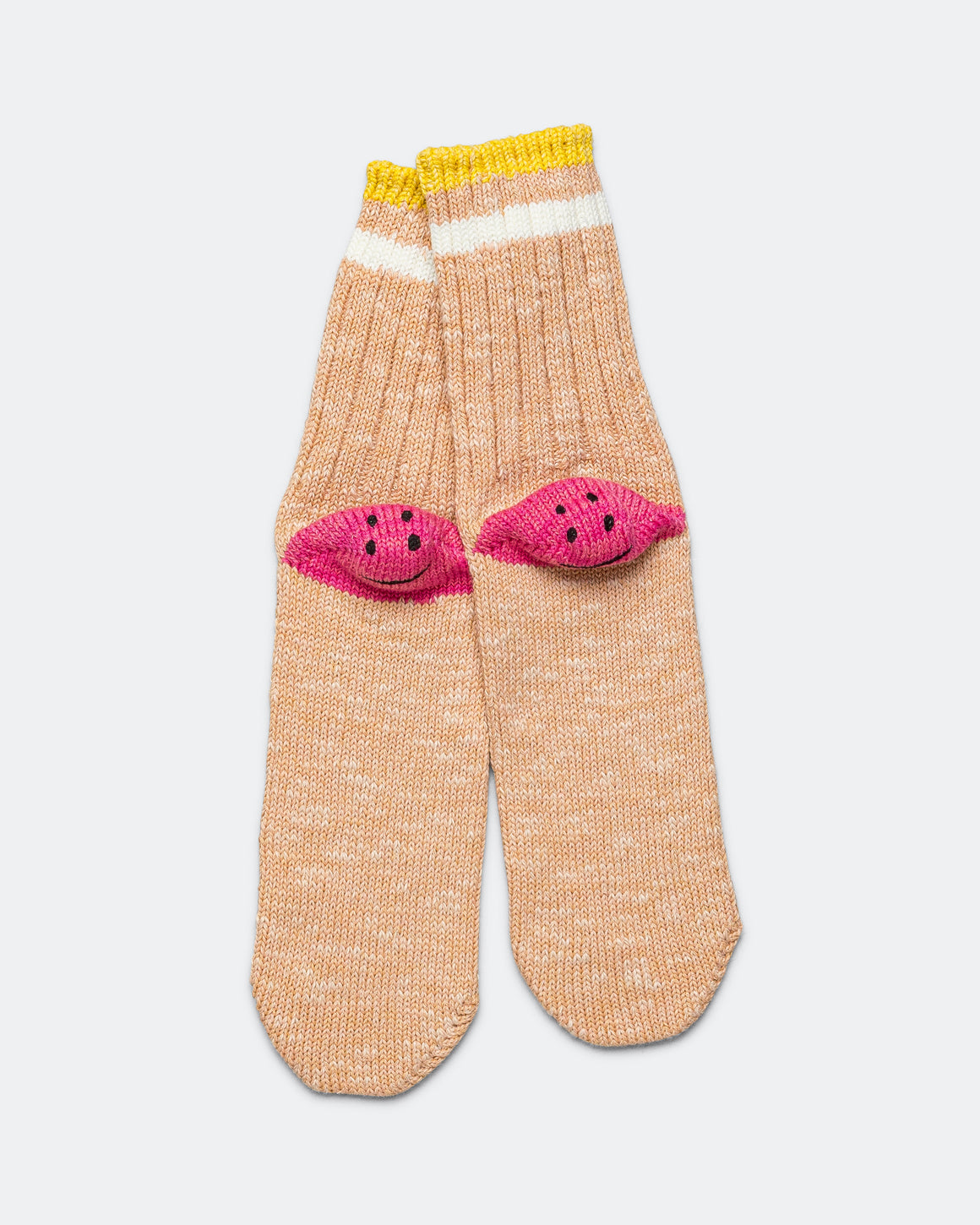 Kapital - 60 Yarns IVY RAINBOWY HAPPY HEEL-Hold Socks - Orange/Pink - UP THERE