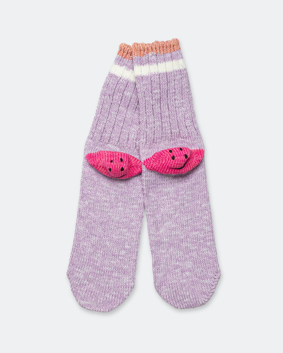 Kapital - 60 Yarns IVY RAINBOWY HAPPY HEEL-Hold Socks - Purple/Pink - UP THERE