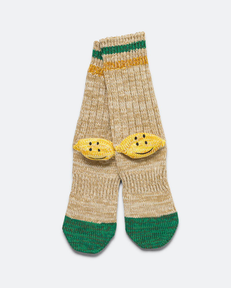 60Yarns Grandrelle IVY RAINBOWY HAPPY Heel-Hold Socks - Beige | UP THERE