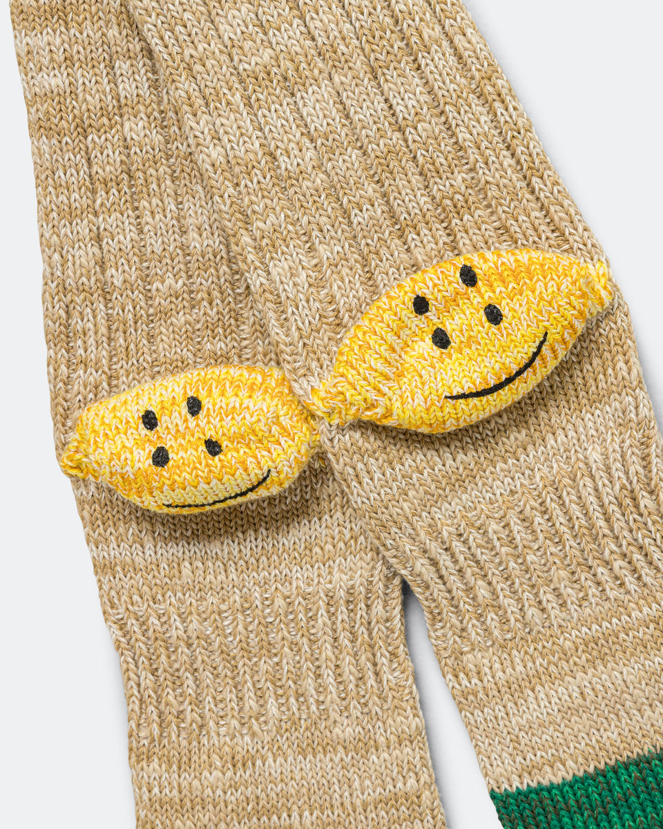 60Yarns Grandrelle IVY RAINBOWY HAPPY Heel-Hold Socks - Beige | UP THERE