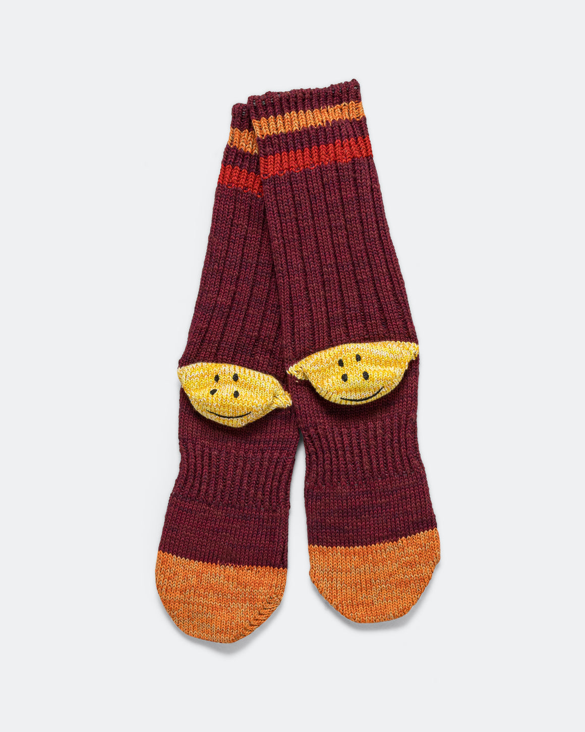 Kapital - 60Yarns Grandrelle IVY RAINBOWY HAPPY Heel-Hold Socks - Burgundy - UP THERE