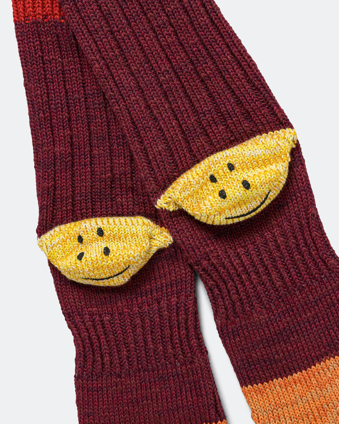 Kapital - 60Yarns Grandrelle IVY RAINBOWY HAPPY Heel-Hold Socks - Burgundy - UP THERE