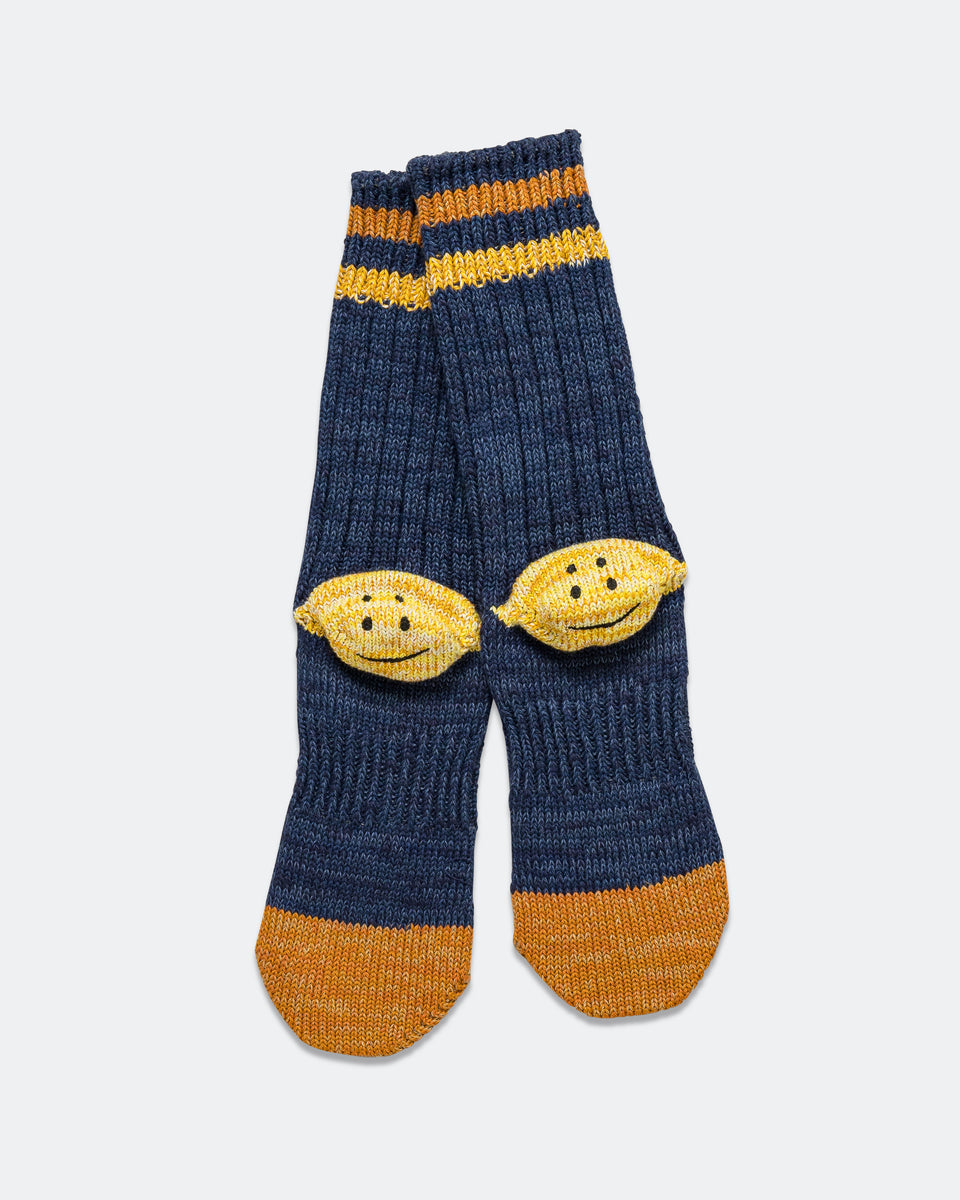 60Yarns Grandrelle IVY RAINBOWY HAPPY Heel-Hold Socks - Navy | UP THERE