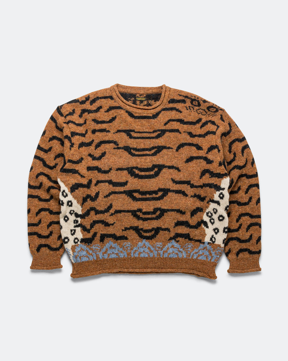 Kapital - 7G Wool Nepal Tiger Crew Knit Sweater - Orange - UP THERE