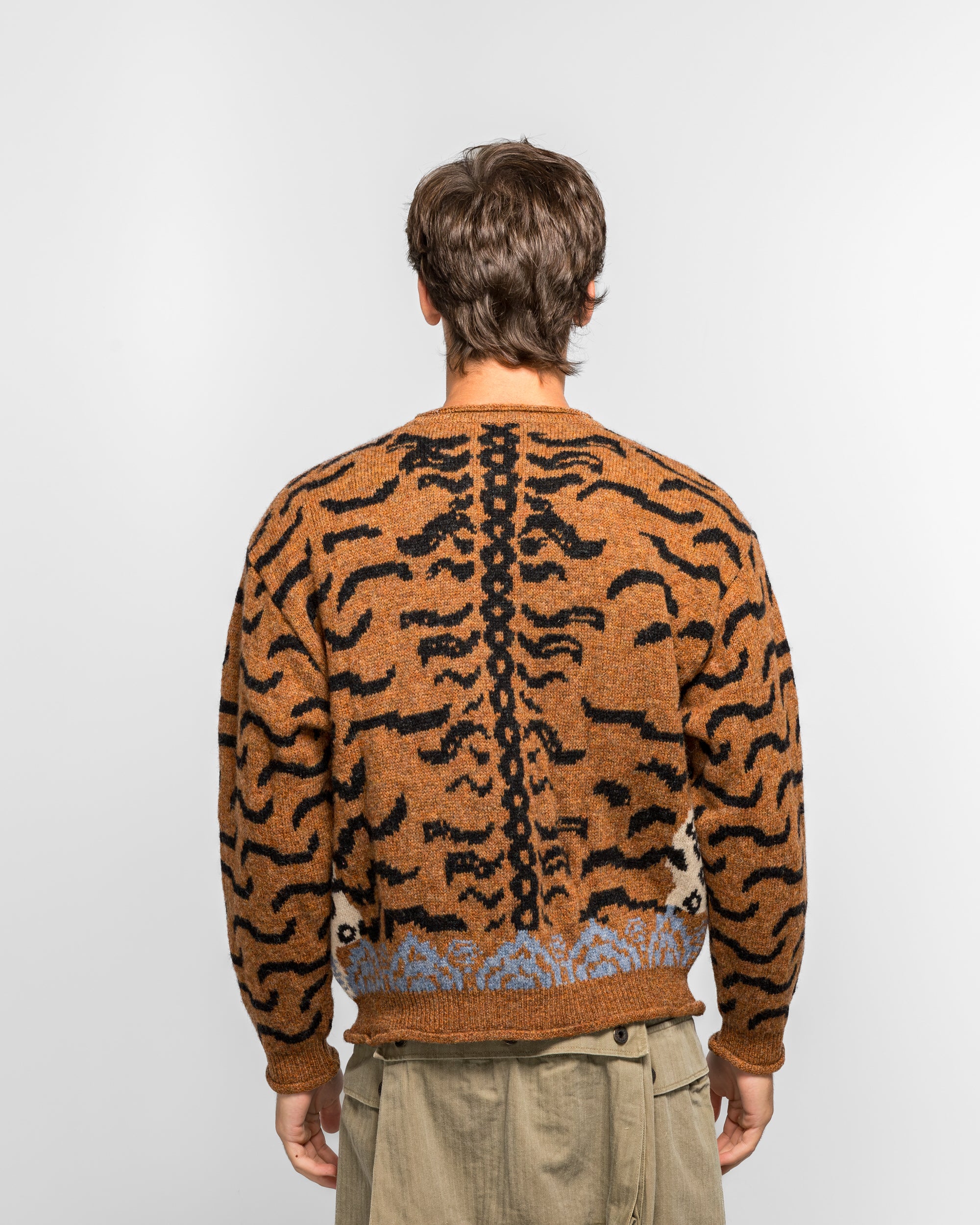 Kapital - 7G Wool Nepal Tiger Crew Knit Sweater - Orange | UP THERE