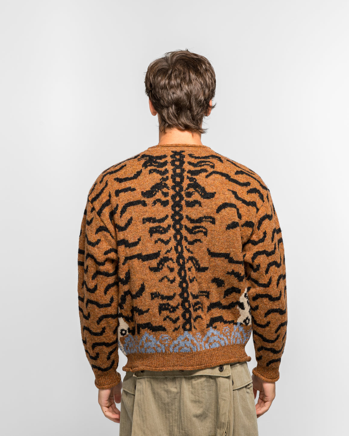 Kapital - 7G Wool Nepal Tiger Crew Knit Sweater - Orange - UP THERE