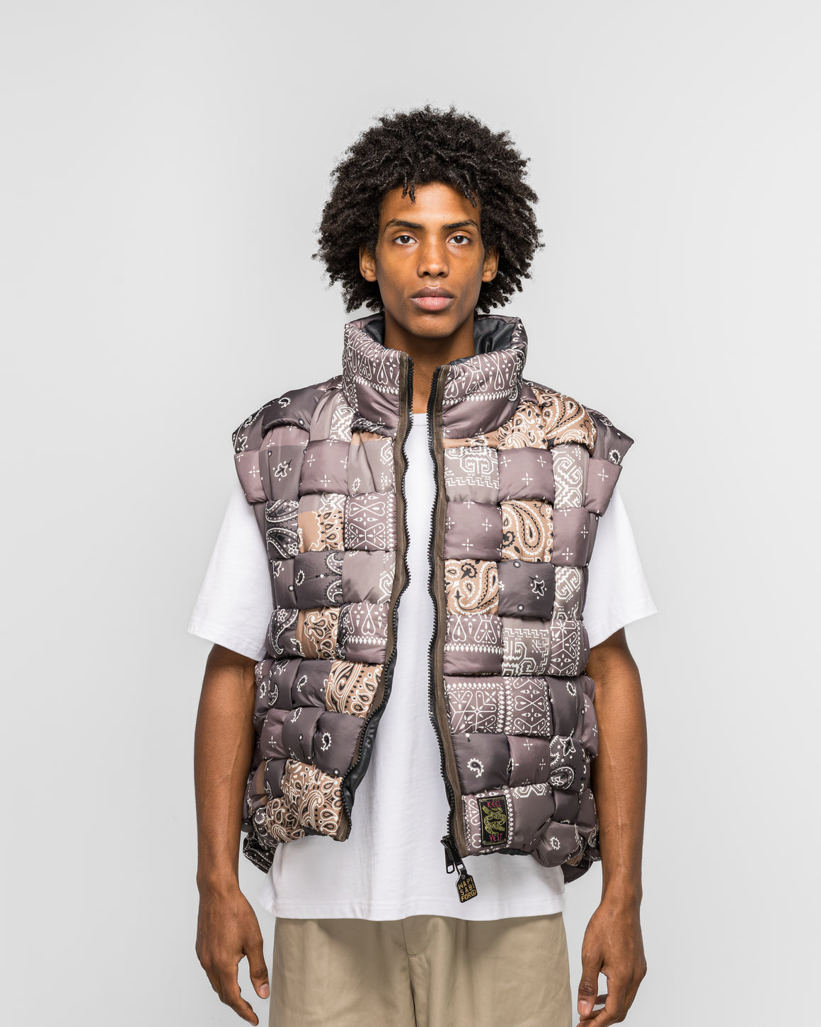 Kapital - Bandanna Nylon KEEL Weaving Vest - Brown - UP THERE