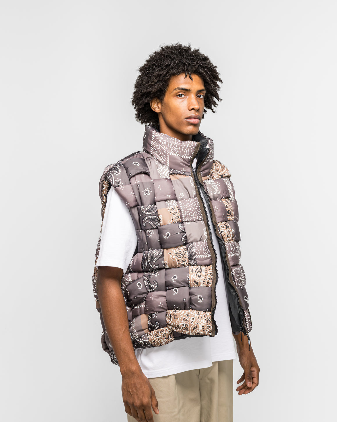 Kapital - Bandanna Nylon KEEL Weaving Vest - Brown - UP THERE