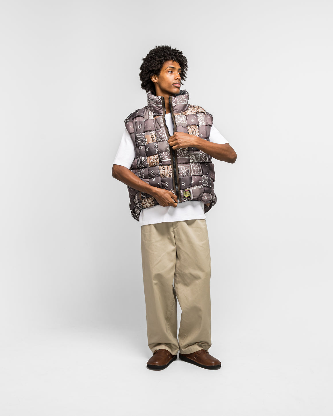 Kapital - Bandanna Nylon KEEL Weaving Vest - Brown - UP THERE