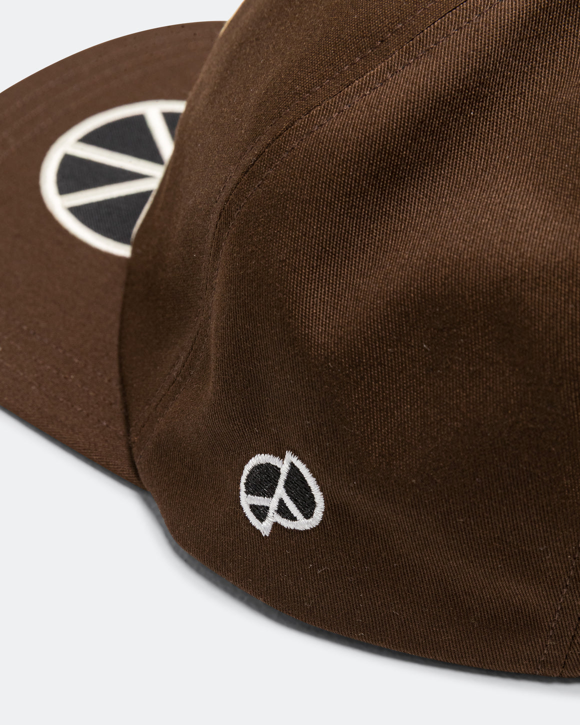 Kapital - Chino Baseball Cap (PECKISH PEACE Embroidery) - DarkBrown - UP THERE