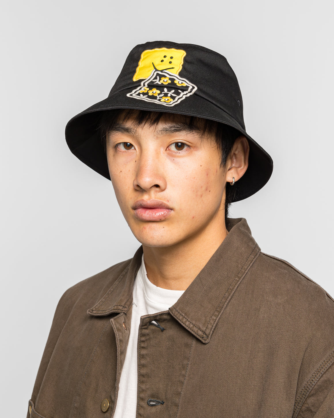 Kapital - Chino Bucket Hat Short Brim (PECKISH RAINBOWY) - Black - UP THERE