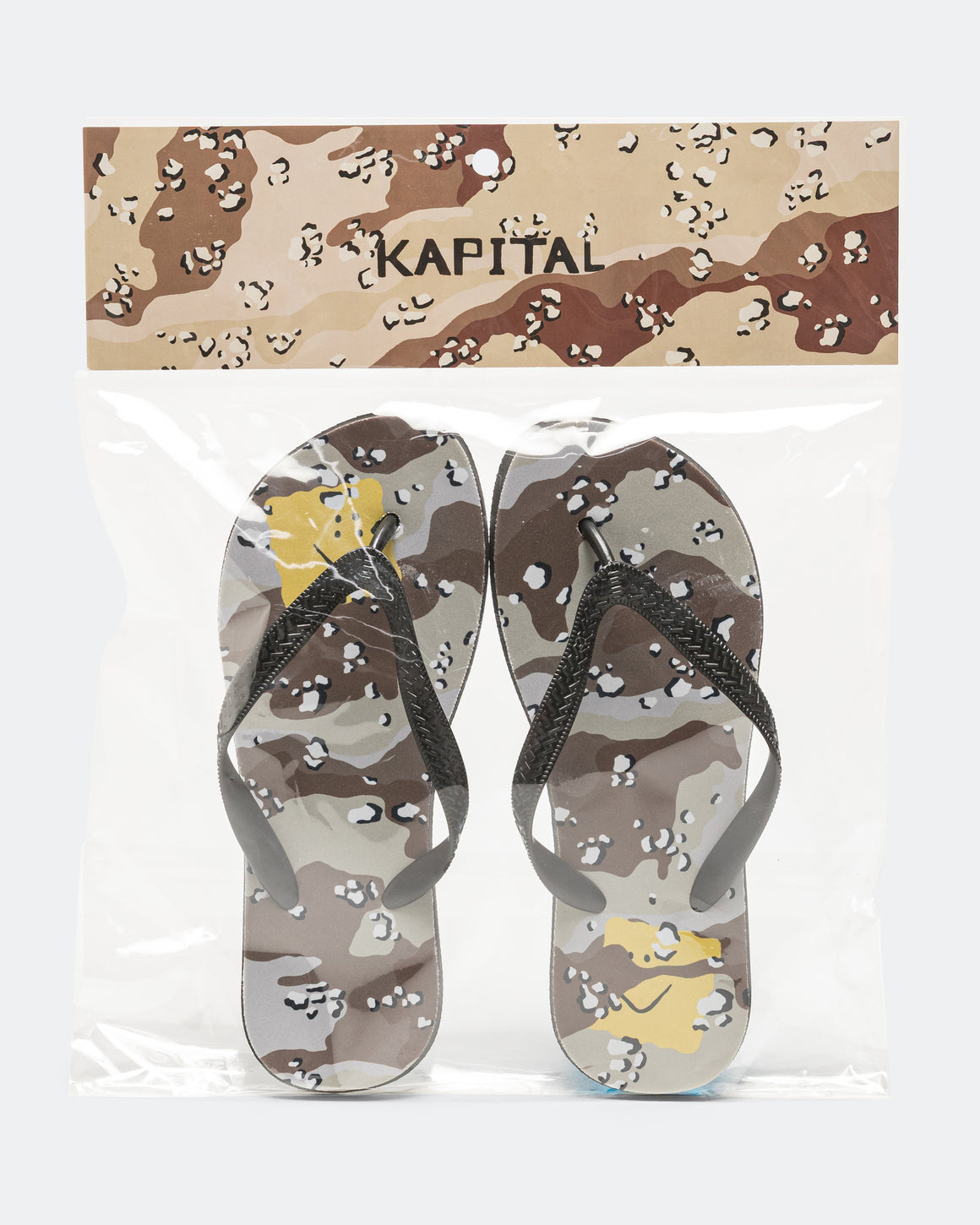 Kapital - CHOCO-CHIP CAMO Flip Flops - Beige - UP THERE