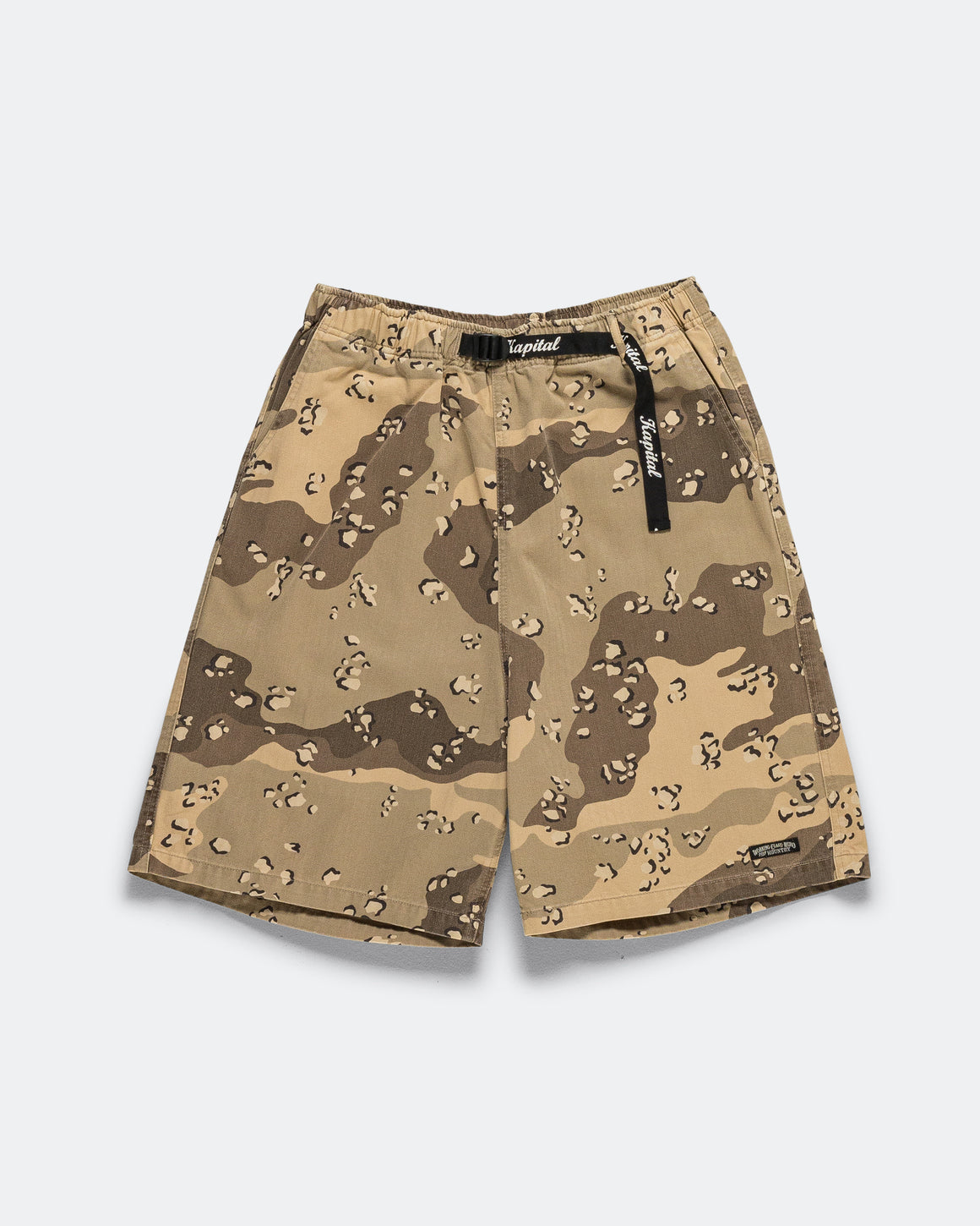 Kapital - Cotton Herringbone PECKISH CHOCO-ChIP CAMO EASY Shorts - Beige - UP THERE