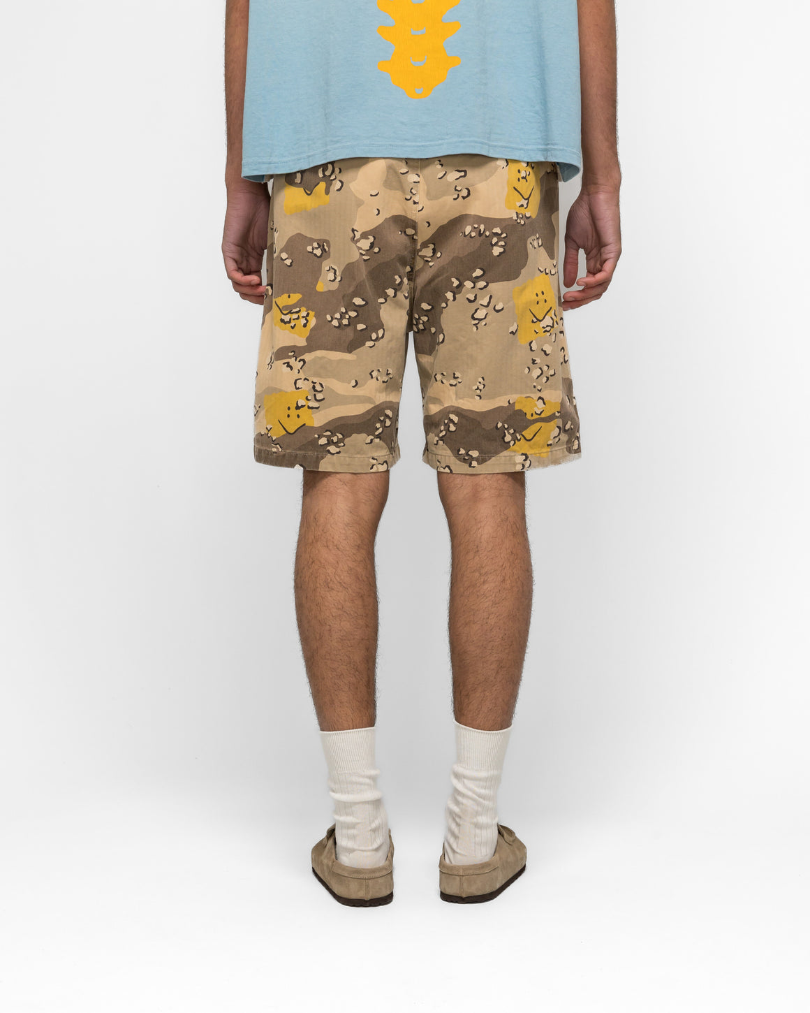Kapital - Cotton Herringbone PECKISH CHOCO-ChIP CAMO EASY Shorts - Beige - UP THERE