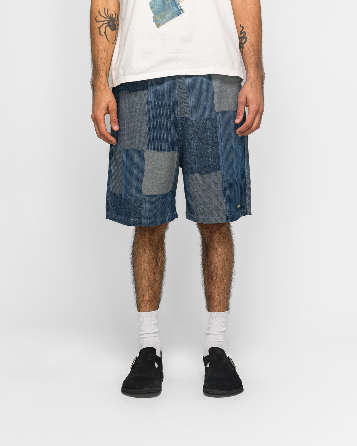 Kapital - Cotton Linen TUGIHAGI EASY Short Pants - Navy - UP THERE