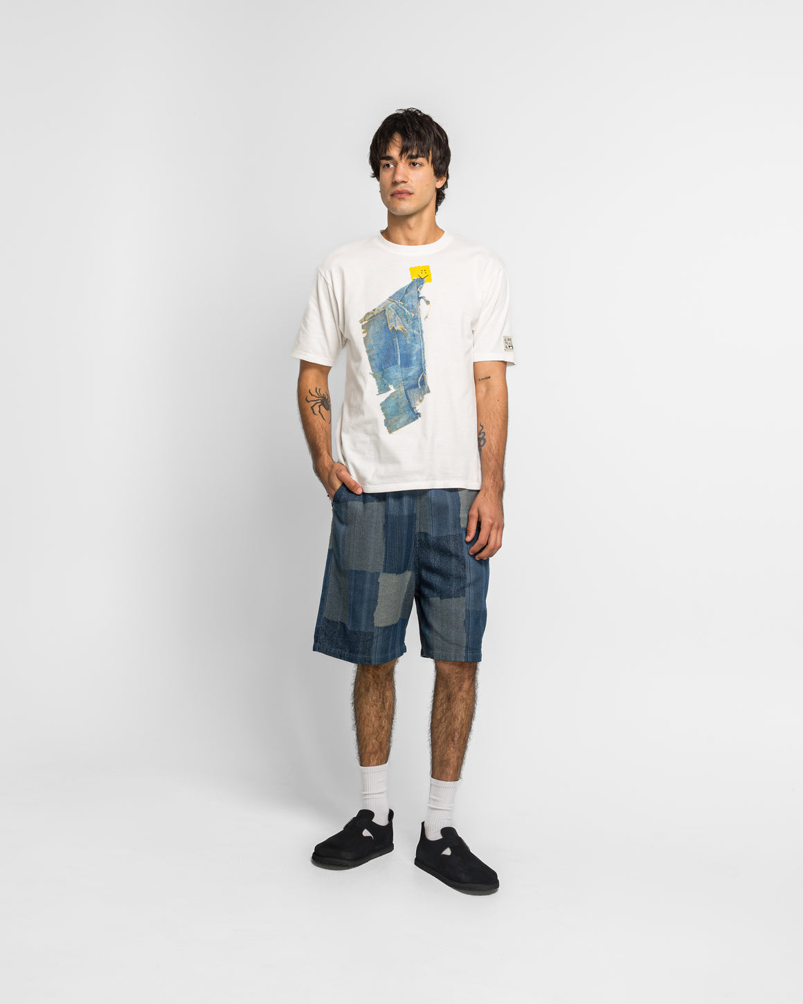 Kapital - Cotton Linen TUGIHAGI EASY Short Pants - Navy - UP THERE