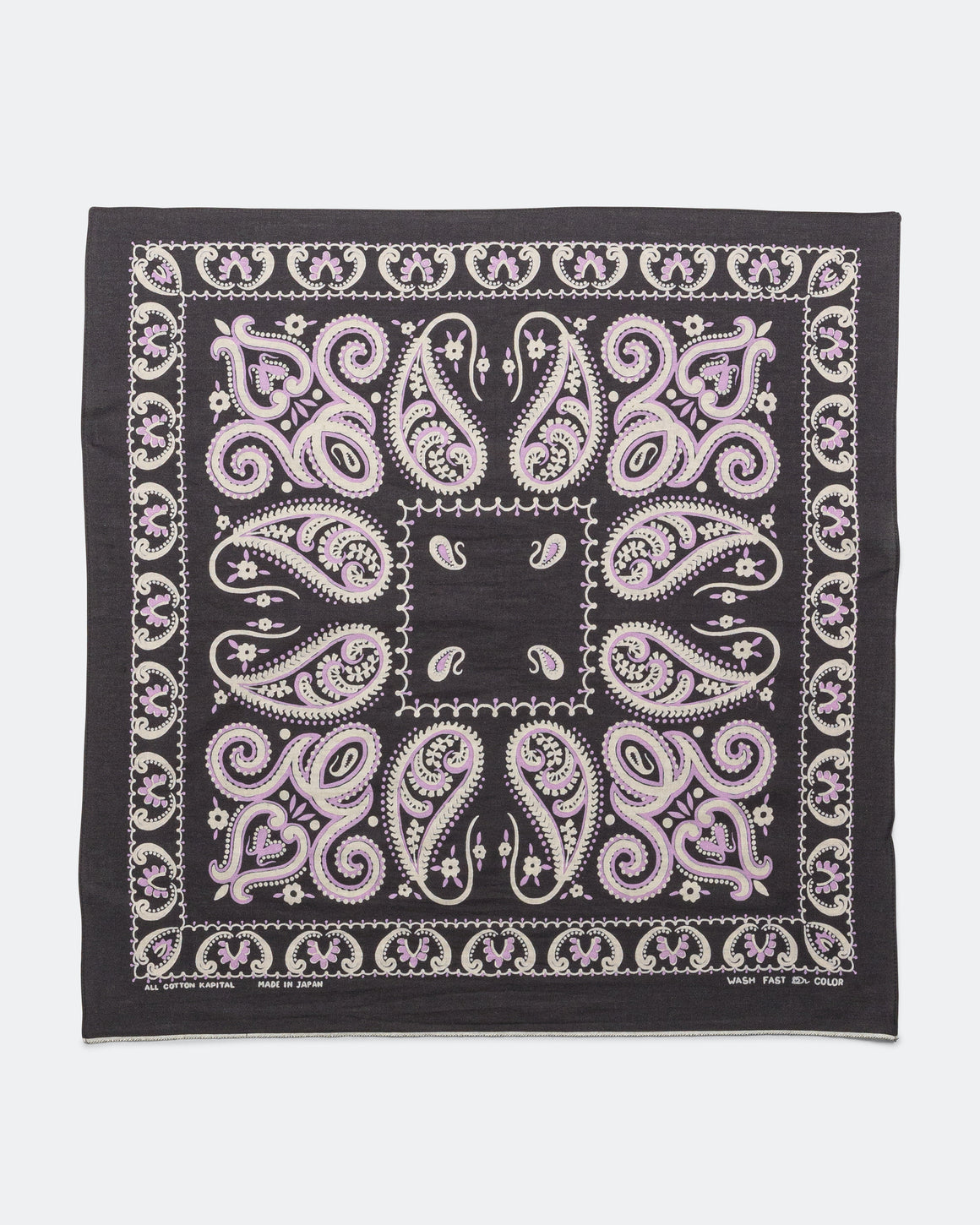 Kapital - Fastcolor Selvedge Bandanna (SAMBO Paisley) 20x20 - Black - UP THERE