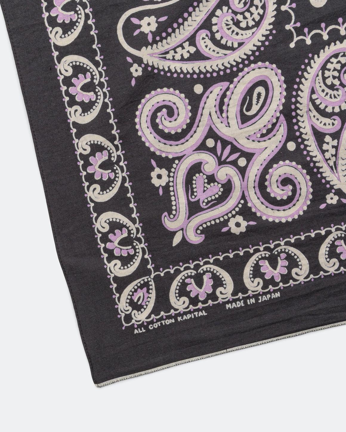 Kapital - Fastcolor Selvedge Bandanna (SAMBO Paisley) 20x20 - Black - UP THERE