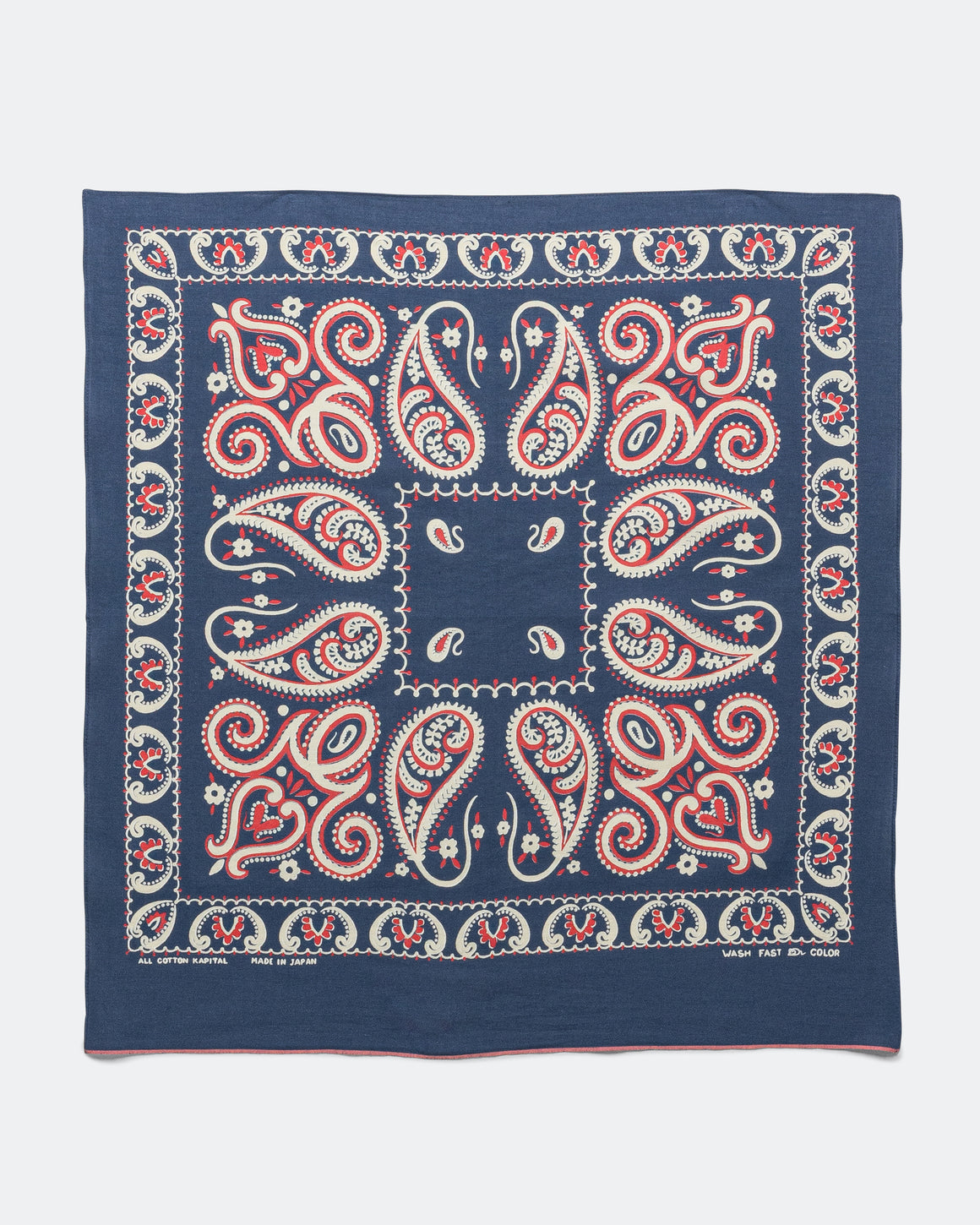 Kapital - Fastcolor Selvedge Bandanna (SAMBO Paisley) 20x20 - Navy - UP THERE