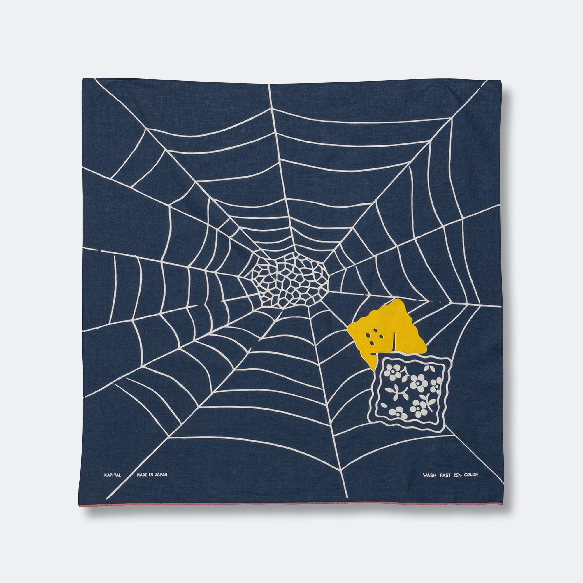 KAPITAL バンダナ(SPIDER PECKISH RAINBOWY) Fastcolor Selvedge Bandanna SPIDER PECKISH RAINBOWY - Navy | UP THERE