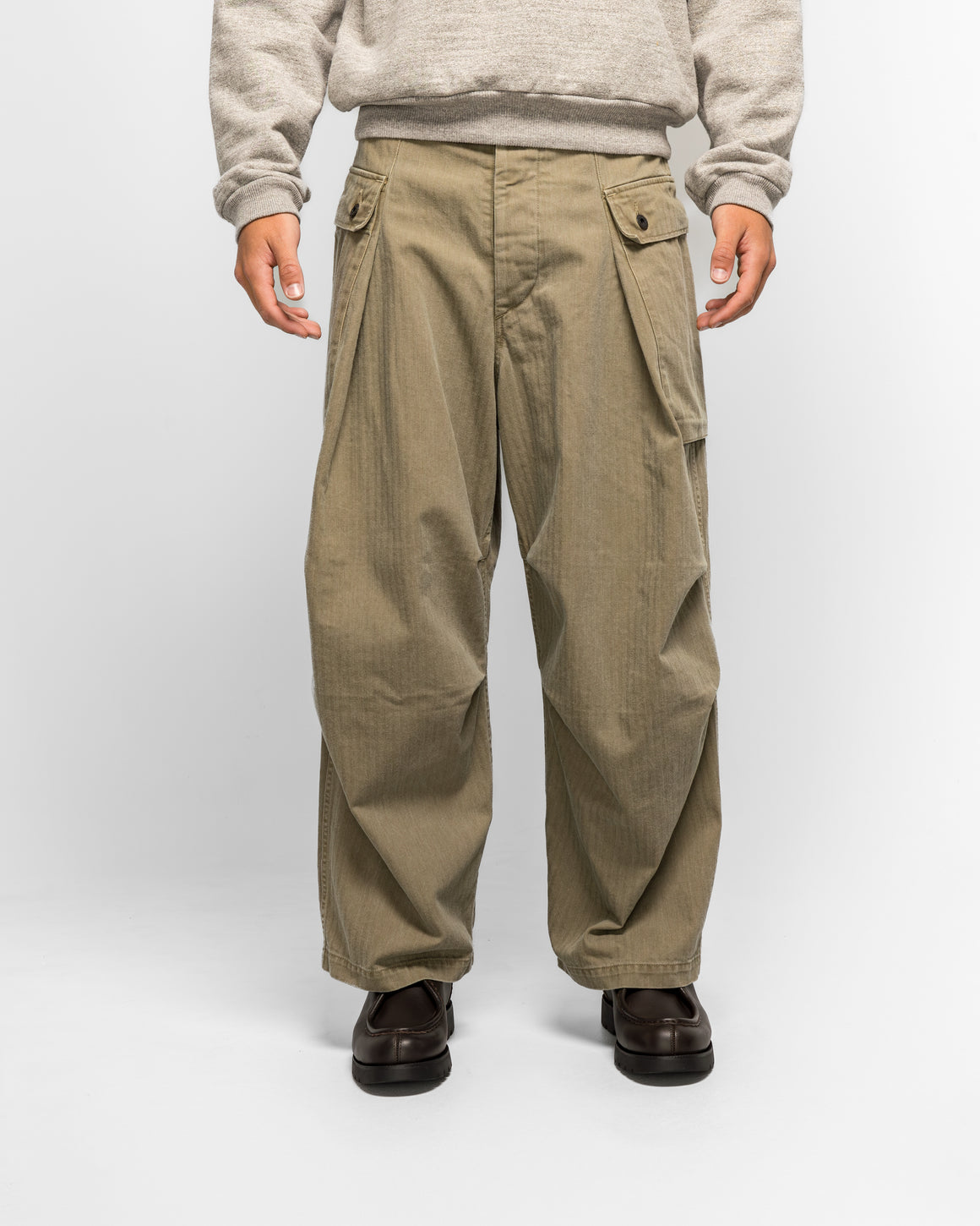 Kapital - Herringbone JUMBO MONKEY Pants - Khaki - UP THERE