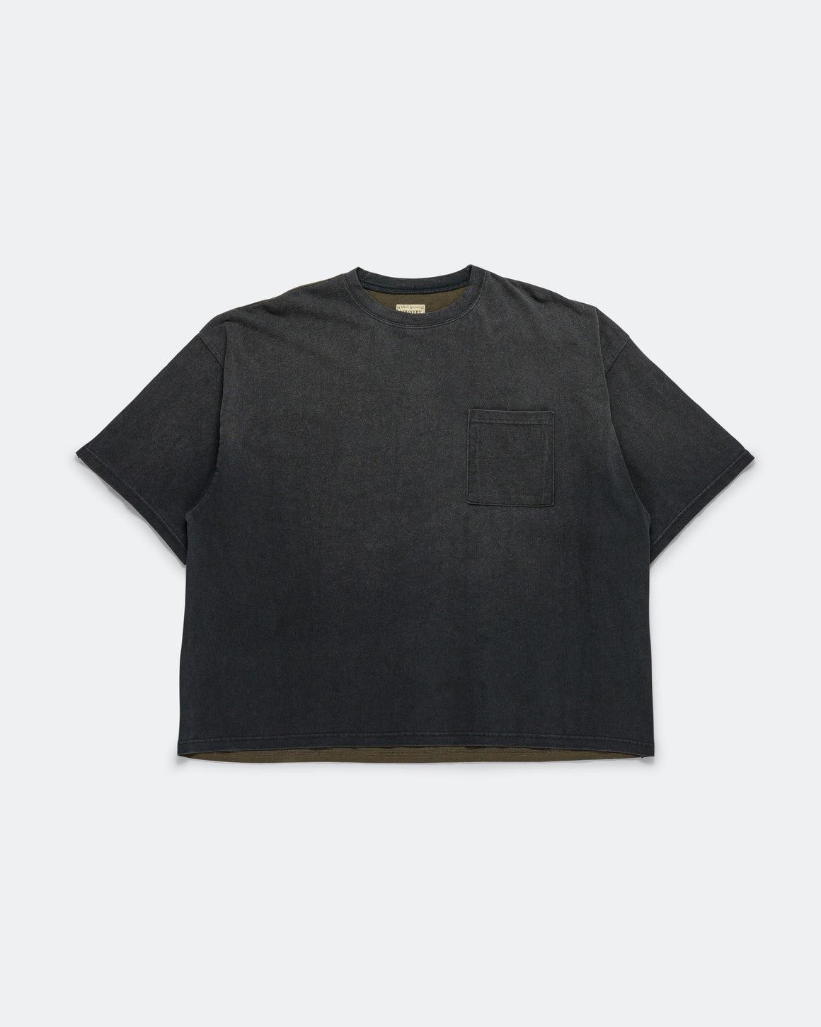 Kapital - Jersey 2TONES BIG Pocket T (BONES) - Black/Khaki - UP THERE