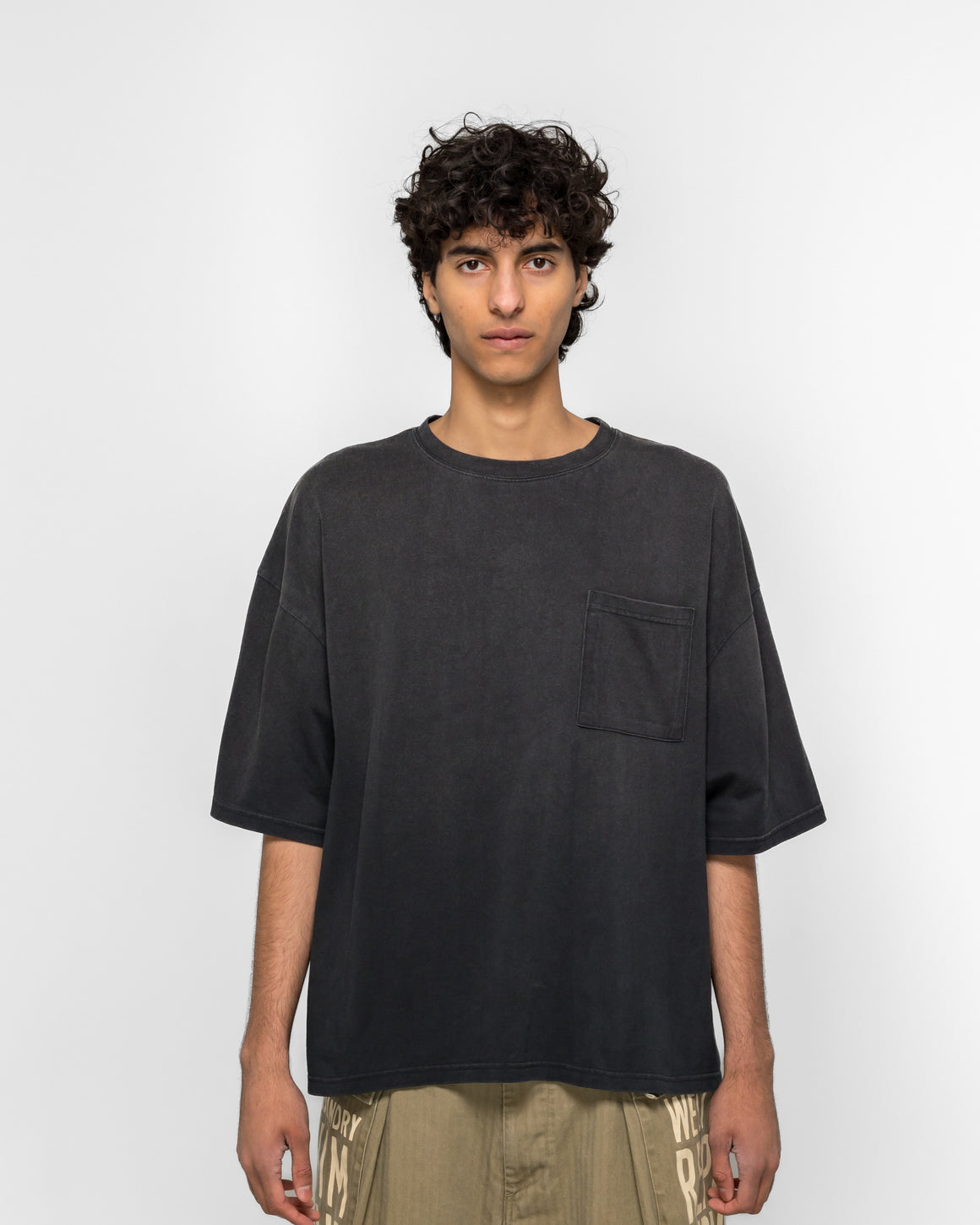 Kapital - Jersey 2TONES BIG Pocket T (BONES) - Black/Khaki - UP THERE