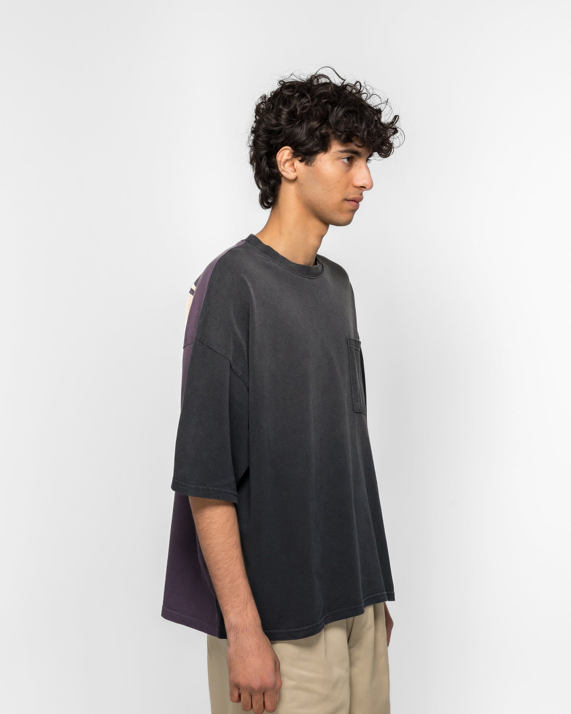 Kapital - Jersey 2TONES BIG Pocket T (BONES) - BLKxPurple - UP THERE