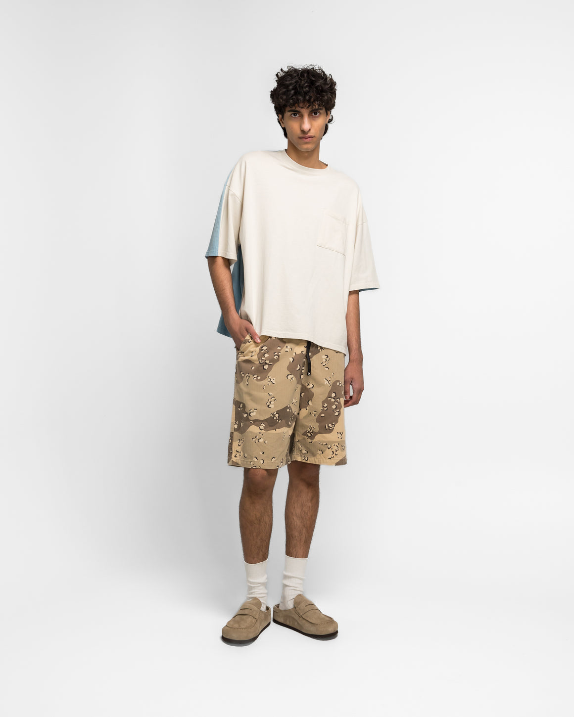 Kapital - Jersey 2TONES BIG Pocket T (BONES) - ECRxSAX - UP THERE
