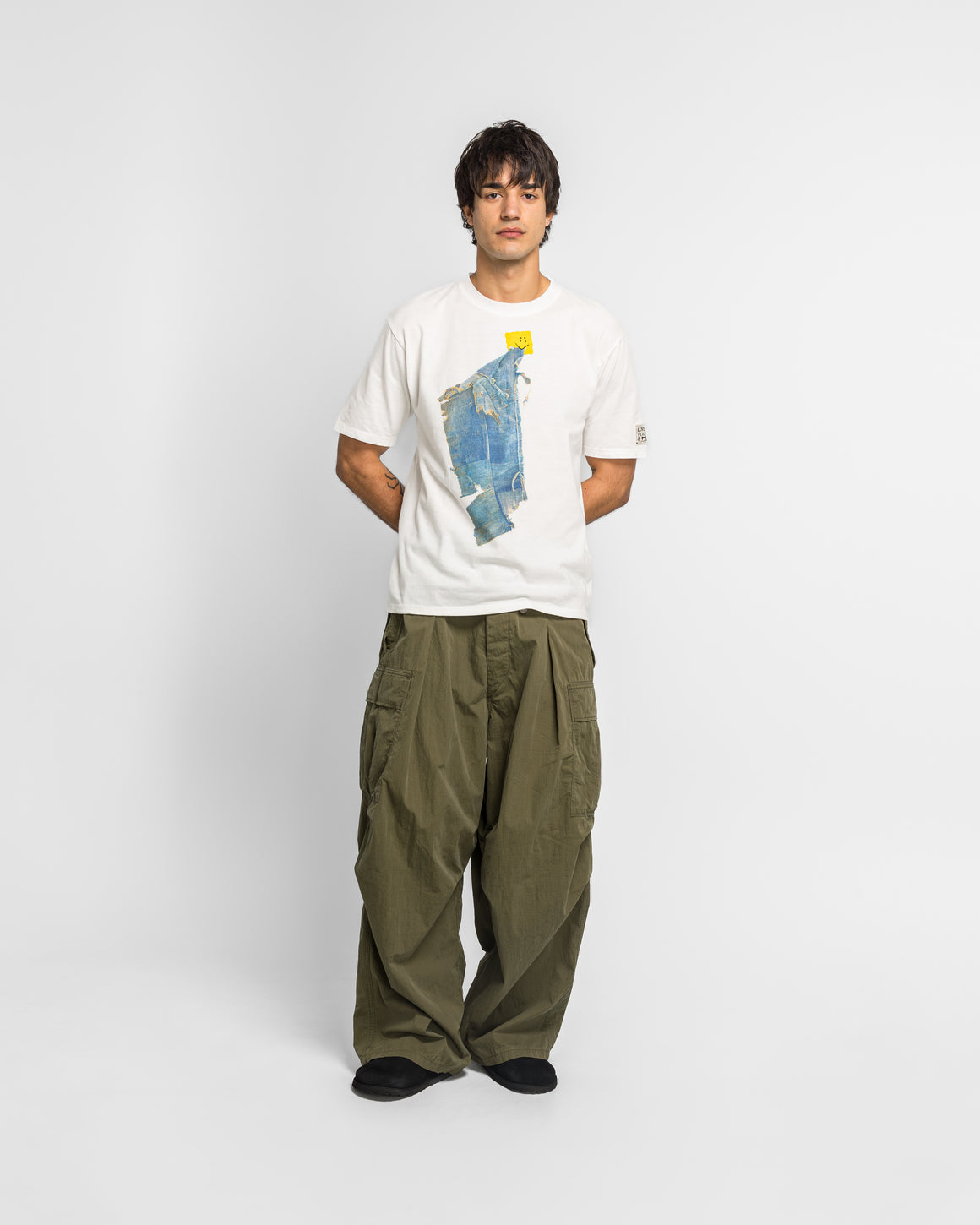 Kapital - 20/-Jersey Crew T (PECKISH BORO PIECE) - White - UP THERE