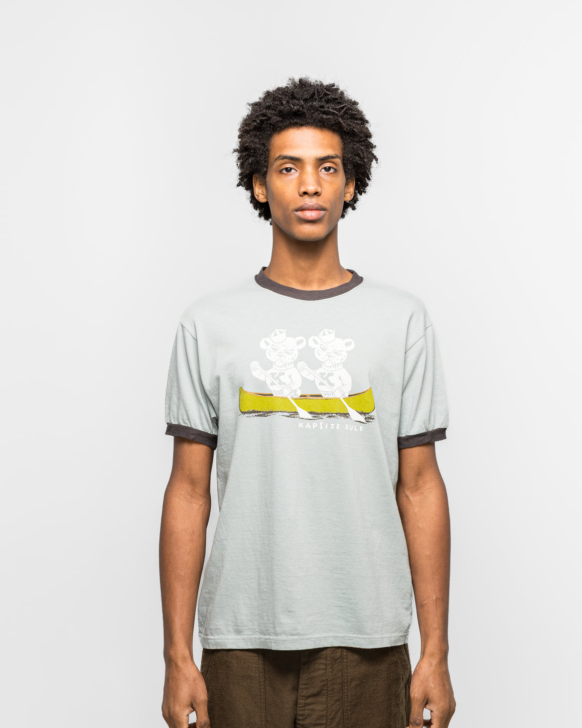 Kapital - 20/-Jersey RINGER T ('K' BEAR) - Blue/Grey - UP THERE