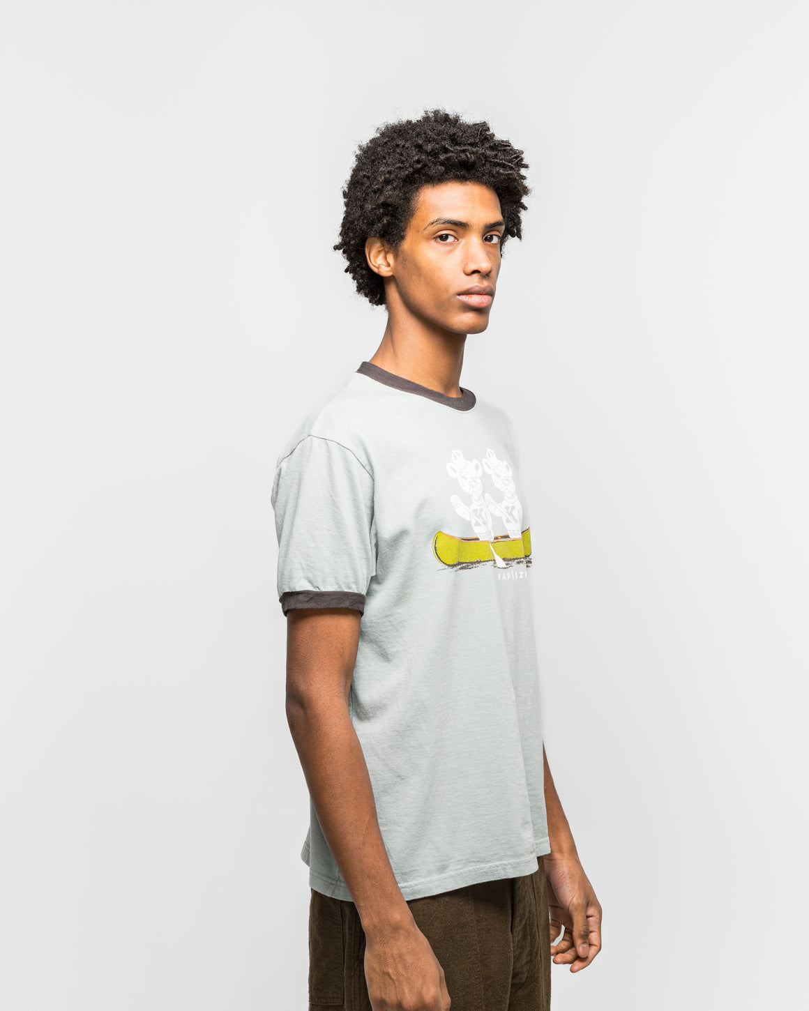 Kapital - 20/-Jersey RINGER T ('K' BEAR) - Blue/Grey - UP THERE