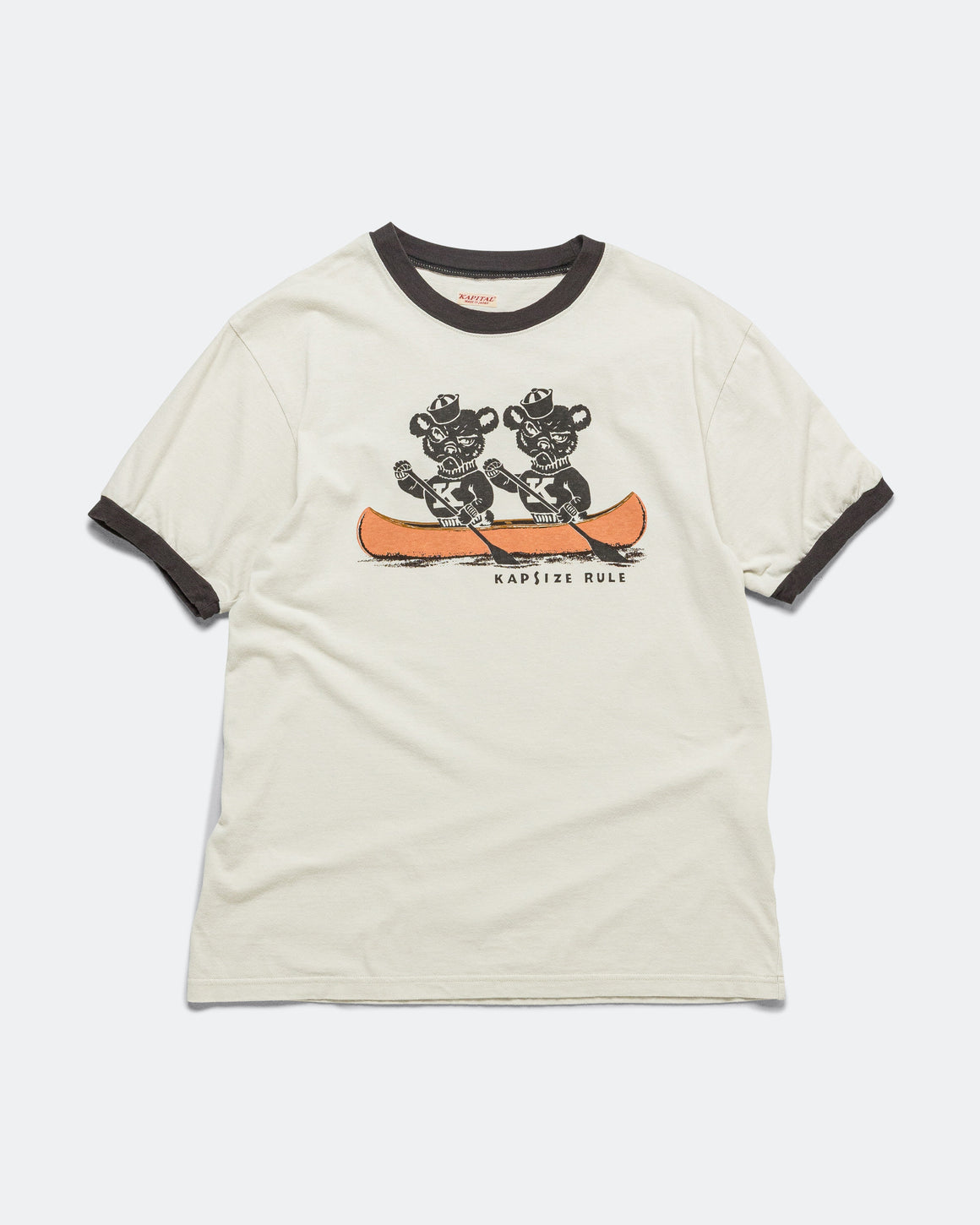 Kapital - 20/-Jersey RINGER T ('K' BEAR) - Grey - UP THERE