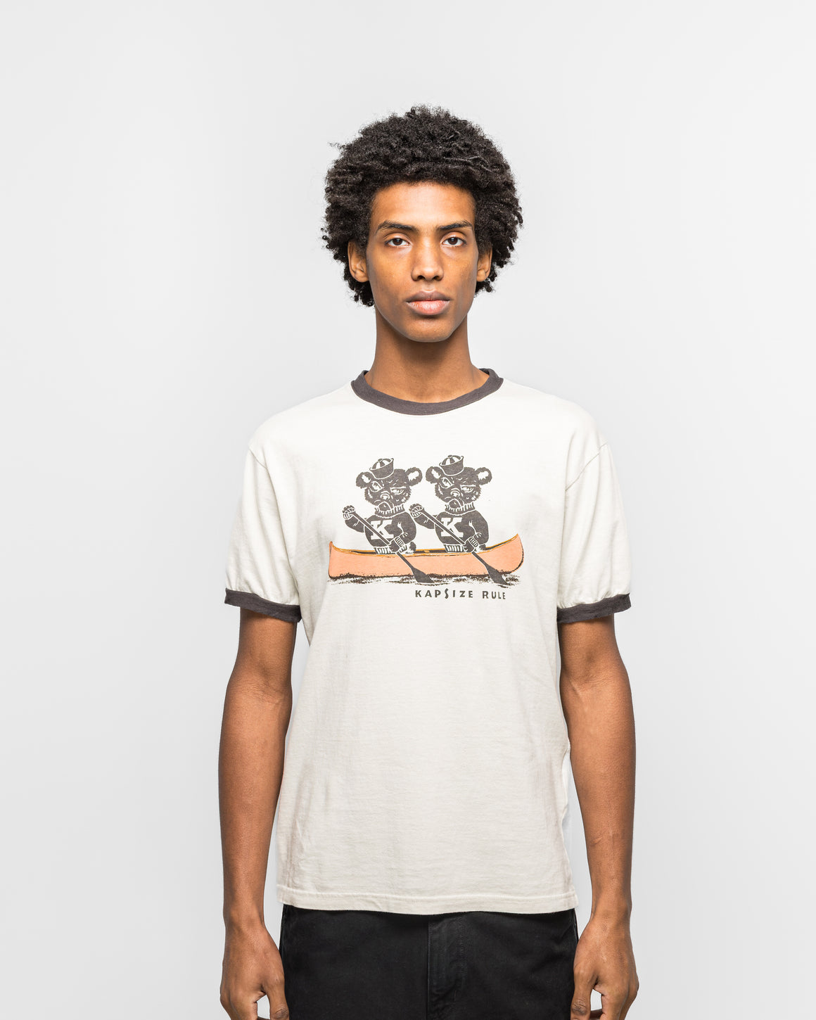 Kapital - 20/-Jersey RINGER T ('K' BEAR) - Grey - UP THERE