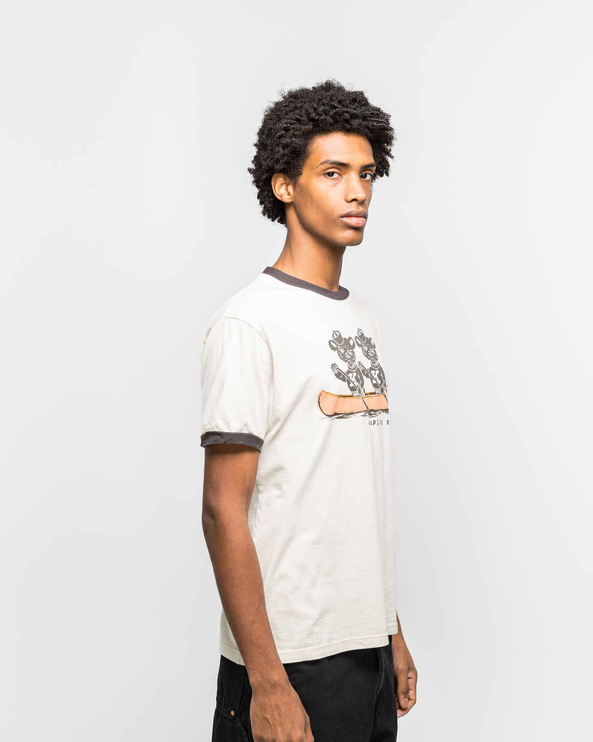 Kapital - 20/-Jersey RINGER T ('K' BEAR) - Grey - UP THERE